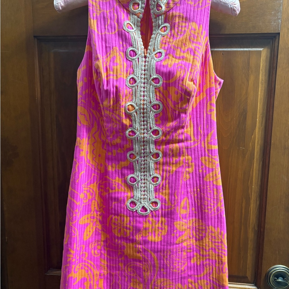 Lilly Pulitzer Pink and Orange ALEXA high neck Mini Dress size 00